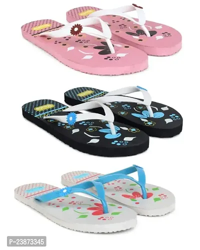 PHONOLITE FANCY AND STYLISH DAILY USE PRINTED FLIPFLOP SLIPPER FOR WOMEN AND GIRLS PACK OF 3