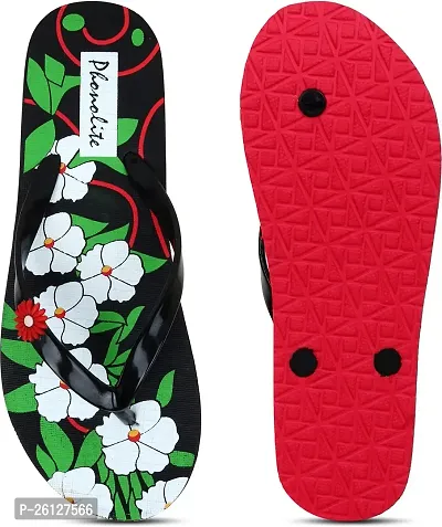 Elegant Rubber Printed Flip Flops For Women, Pack Of 1-thumb2