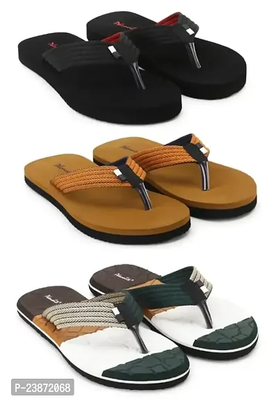 Phonolite fancy and stylish Daily use casual wear hawaii chappal slipper flip flop for men pack of 3 pair slipper