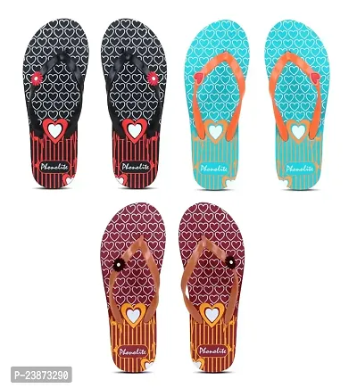 PHONOLITE DAILY USE FANCY AND MODERN CASUAL WEAR HAWAII CHAPPAL FOR WOMEN AND GIRLS PACK OF 3