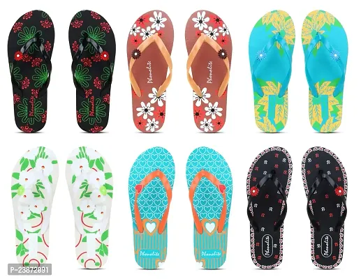 Phonolite Daily use printed hawaii chappal slipper for women and girls pack of 6-thumb0
