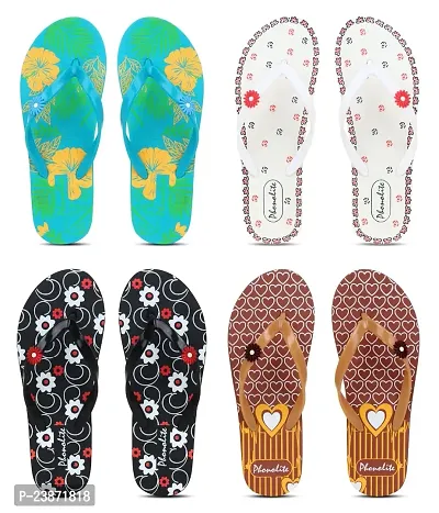 Phonolite Daily use printed casual wear hawaii chappal slipper for women and girls pack of 4-thumb0