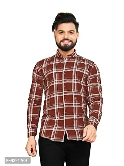METLOKE Pure Cotton Curved Hemline with Checkered Casual Shirt - for Men-thumb0