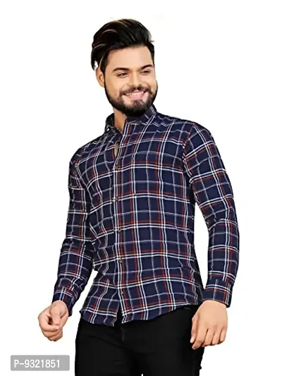 METLOKE Full Sleeve Men's Chex Shirt/Checkered Regular Fit Casual Check Shirt for Men-thumb3