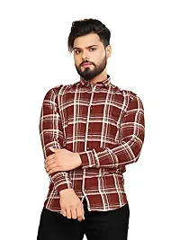 METLOKE Pure Cotton Curved Hemline with Checkered Casual Shirt - for Men-thumb1