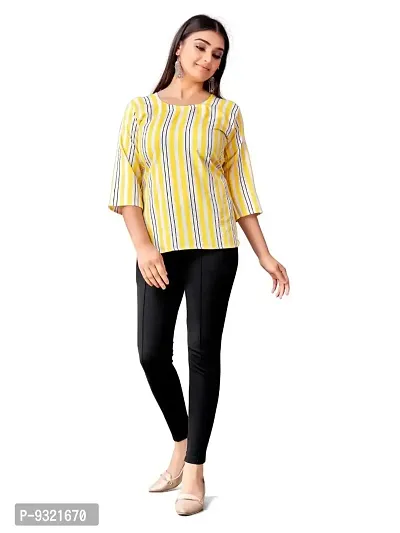 Metloke Women's Crepe Solid Western Top (Multicolor) (Large, Yellow)