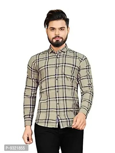 METLOKE Mens Cotton Checkered Regular Fit Best Shirts with Full Sleeves