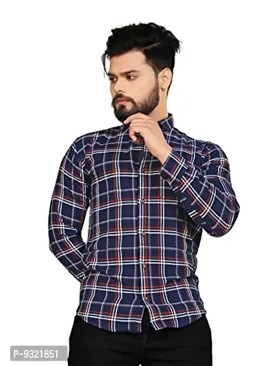 METLOKE Full Sleeve Men's Chex Shirt/Checkered Regular Fit Casual Check Shirt for Men-thumb2