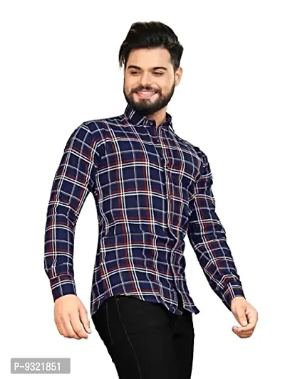 METLOKE Full Sleeve Men's Chex Shirt/Checkered Regular Fit Casual Check Shirt for Men-thumb4