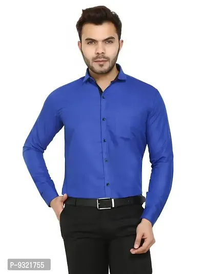 METLOKE Men Casual Shirt | Full Sleeves Formal Slim Fit Plain Office Shirts for Men-thumb0