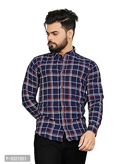 METLOKE Full Sleeve Men's Chex Shirt/Checkered Regular Fit Casual Check Shirt for Men-thumb0