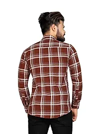 METLOKE Pure Cotton Curved Hemline with Checkered Casual Shirt - for Men-thumb3