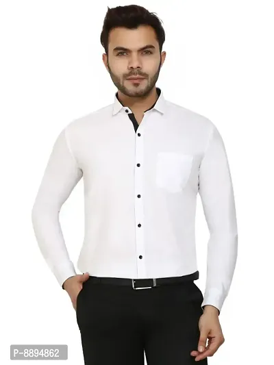 Classic Cotton Blend Solid Formal Shirt For Men