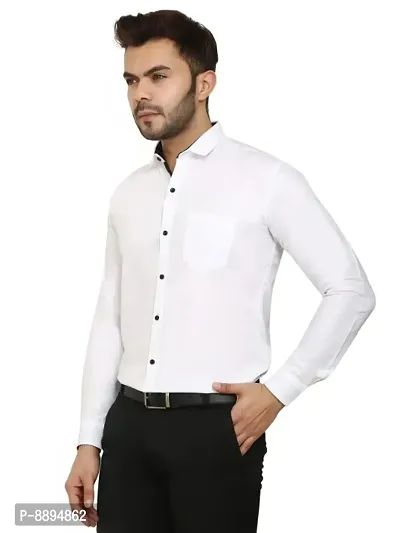 Classic Cotton Blend Solid Formal Shirt For Men-thumb4