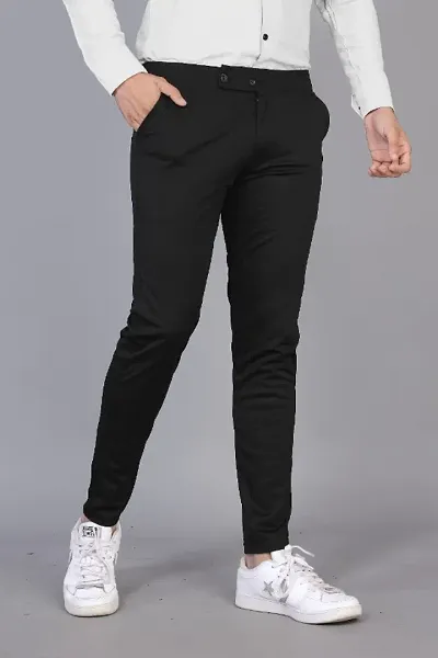 Mens Slim Fit Track Pant with Button and Zip