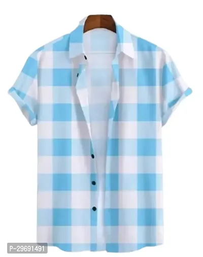 Elegant Lycra Checked Short Sleeves Casual Shirts For Men-thumb0