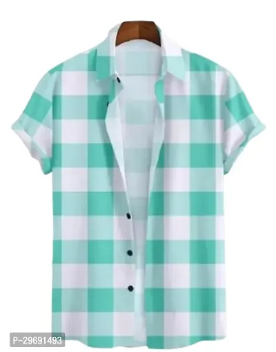 Elegant Lycra Checked Short Sleeves Casual Shirts For Men-thumb0