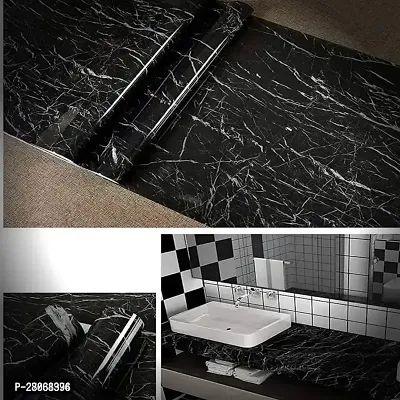 Black Marble Wallpaper Oil Proof Waterproof Kitchen countertop Paper, cabinets marbel Wall Papers (Black Marble 60 * 200CM) Pack of 3-thumb2