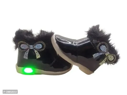 Baby Walk Girl LED Light with Zip  Hairy Boat Shoes- Twinkle Twinkle Little Star LED Light Shoes for Angel Girl Age from 3 Month to 5 Year BY2M