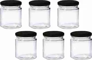 Glass Jar with metal black cap 200ml premium quality ( Pack of  6 )-thumb1