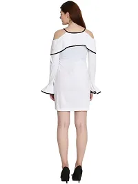 Women's Cotton Lycra Short Dress/Midi Full Sleeves Casual Wear (X-Large, White)-thumb3