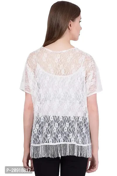 Ushmaa Apparels Short Sleeve Shrug Shirt | Woven Shrug Casual Wear for Women  Girls White-thumb4