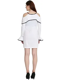Women's Cotton Lycra Short Dress/Midi Full Sleeves Casual Wear (Small, White)-thumb3