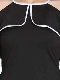 Women's Cotton Lycra Short Dress/Midi Full Sleeves Casual Wear (X-Large, Black)-thumb4