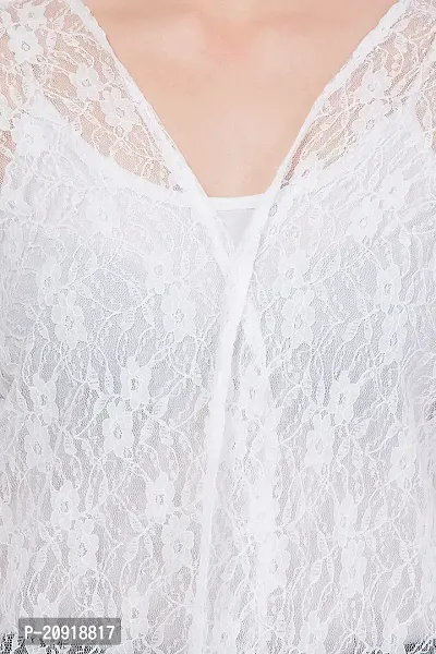 Ushmaa Apparels Short Sleeve Shrug Shirt | Woven Shrug Casual Wear for Women  Girls White-thumb5