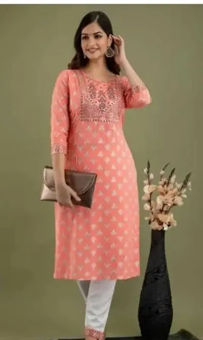 Stylish Rayon Embellished Straight Kurta Bottom Set For Women