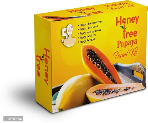 Honey Tree Papaya Facial Kit-Cleansing Cream, Scrub, Massage Cream, Gel, Face Pack, 5 Pieces, 100 Grams Each-thumb0