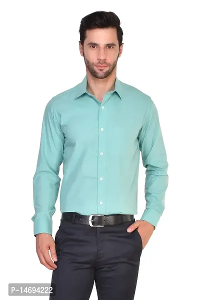 PARASSIO Men's Light Green Cotton Formal Shirt