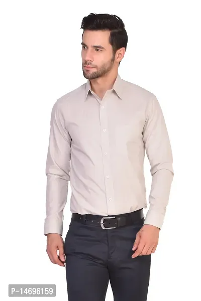 PARASSIO Men's Beige Formal Cotton Shirt