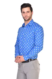 PARASSIO Men's Blue Printed Slim Fit Partywear Shirt-thumb1
