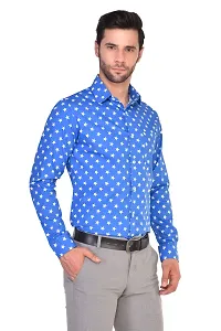 PARASSIO Men's Blue Printed Slim Fit Partywear Shirt-thumb3