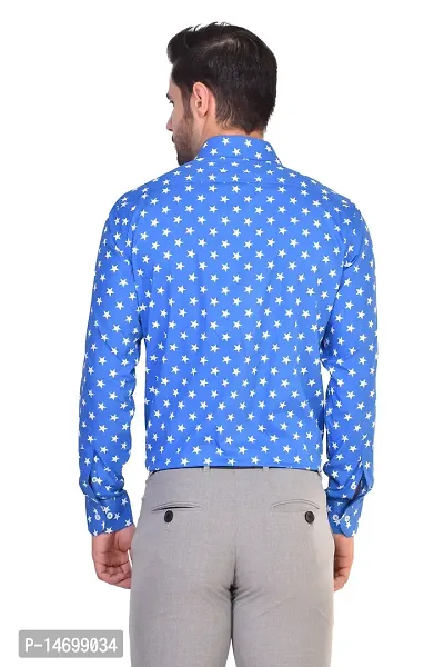 PARASSIO Men's Blue Printed Slim Fit Partywear Shirt-thumb5