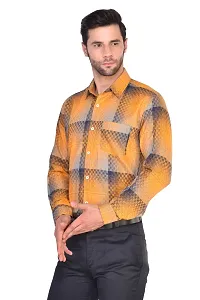 PARASSIO Men's Orange Checkered Slim Fit Casual Cotton Shirt-thumb1