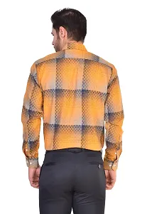 PARASSIO Men's Orange Checkered Slim Fit Casual Cotton Shirt-thumb4