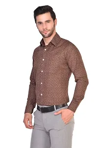 PARASSIO Men's Brown Printed PartyWear Cotton Shirt-thumb1