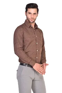 PARASSIO Men's Brown Printed PartyWear Cotton Shirt-thumb2