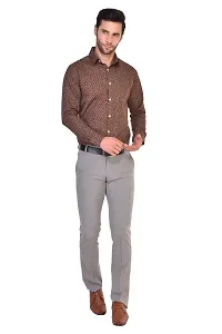 PARASSIO Men's Brown Printed PartyWear Cotton Shirt-thumb3