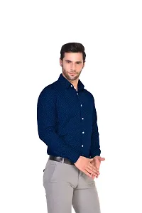 PARASSIO Men's Blue Printed Party Wear Cotton Shirt-thumb4