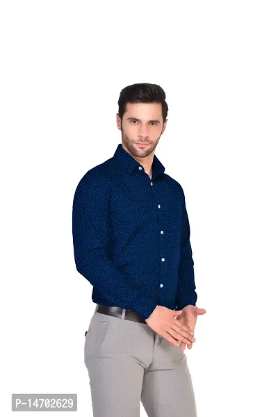 PARASSIO Men's Blue Printed Party Wear Cotton Shirt-thumb5