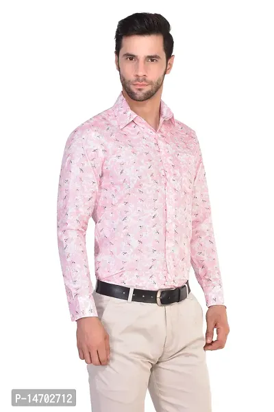 Parassio Men's Slim Fit Pink Printed Casual Cotton Shirt