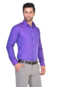 PARASSIO Men's Purple Self Designed Cotton Shirt-thumb2