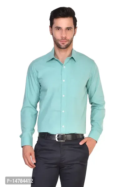 PARASSIO Men's Green Cotton Formal Shirt