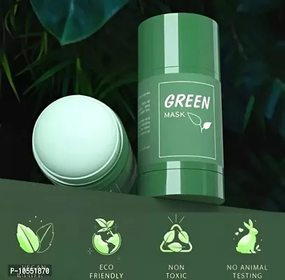 Natural Green Tea Extracts Rich Mask Stick For Face Purifying Clay Stick Mask For Deep Cleaning, Blackhead Remove For Men And Women Anti-Acne Oil C-thumb0