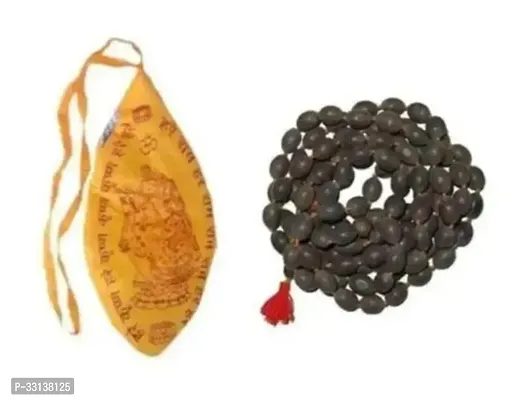 Saraswati Gallery Kamal Gatta Mala 108 Lotus Seeds Kamalgatta Jap Mala Rosary Beads Puja Beads Wood Chain With Gaumukhi Jholi Chanting Bag Combo 2 Pcs-thumb0