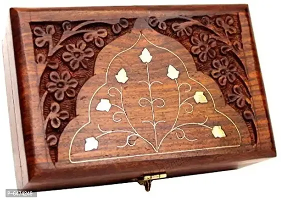 Wooden Jewellery Box for Women Wood Jewel Organizer Hand Carved with Intricate Carvings Gift Items - 8 inches-thumb0