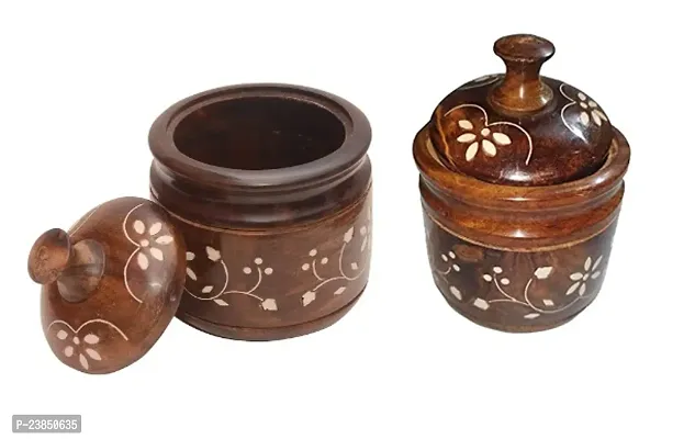 Wooden Contaner With Tray Suger, Tea Coffee